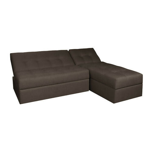 SOFA CAMA ANGELA EN L CON BRAZOS TELA CAFÉ