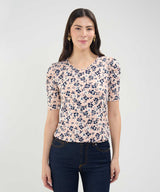 CAMISETA M/C CON RUCHE ESTAMPADA 30092947