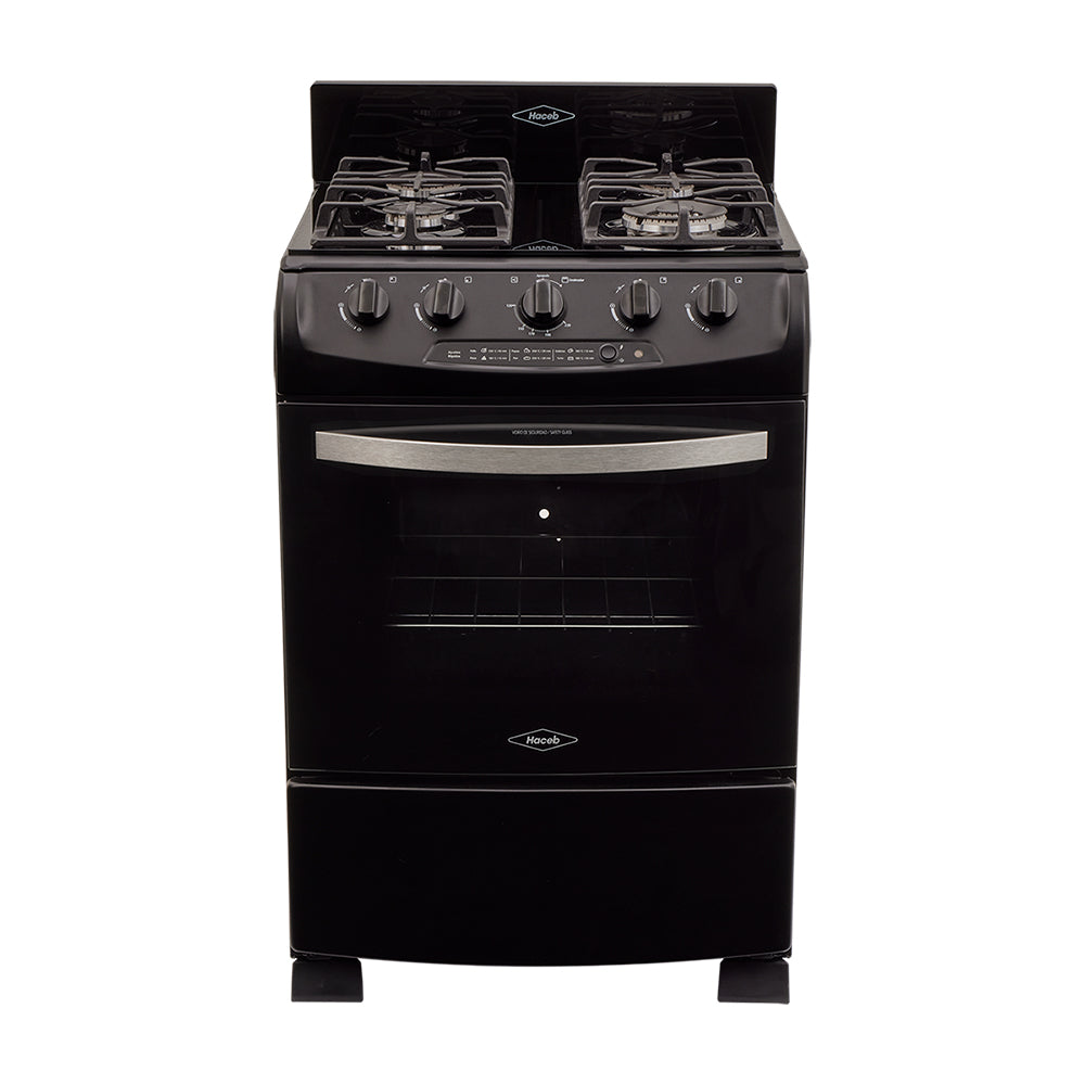 Estufa De Piso En Cristal Haceb De 60 Cm Gas Propano, Negro