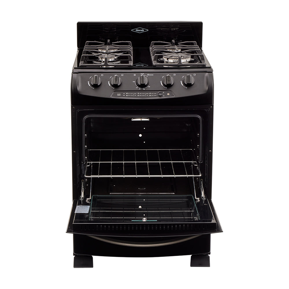 Estufa De Piso En Cristal Haceb De 60 Cm Gas Propano, Negro