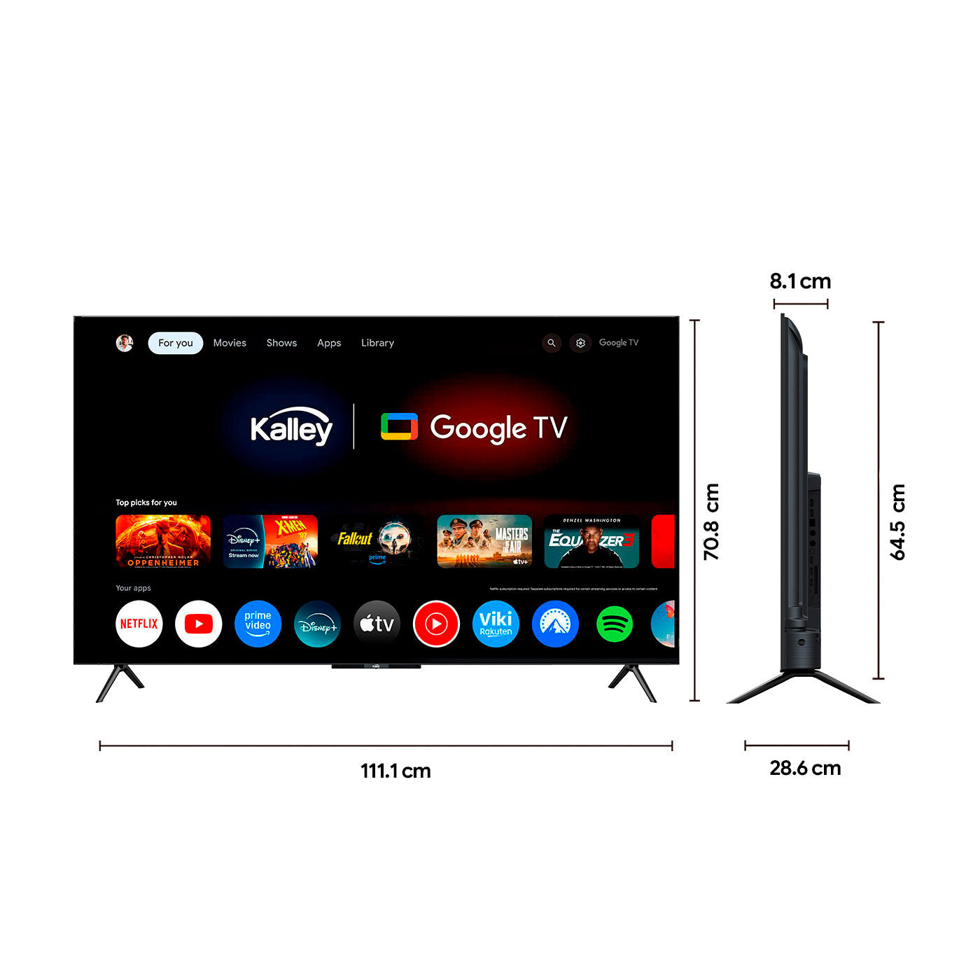 Televisor  KALLEY 50 pulgadas 127 cm  50Q405 4KUHD QLED Smart TV Google