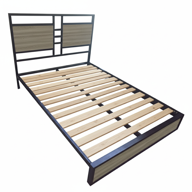 CAMA SENCILLA METAL MADERA AMATISTA GRIS OSCURO 100 X 190 X 24/GRIS OSCURO