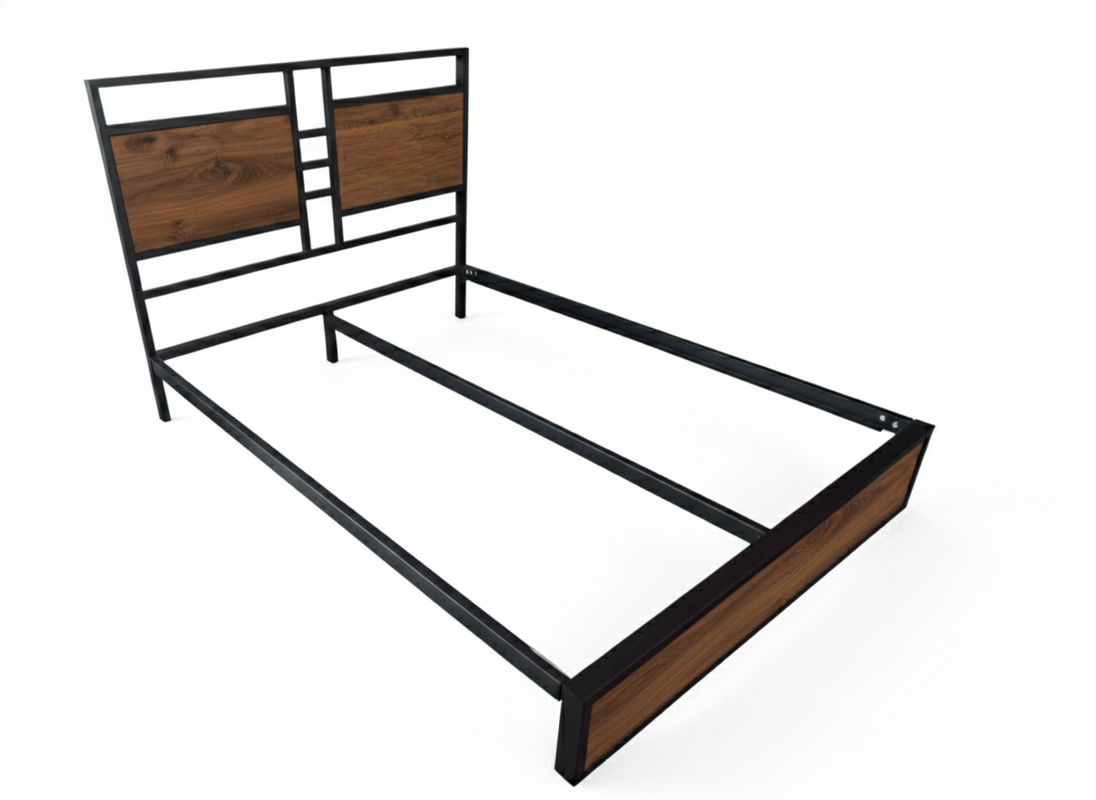 CAMA SENCILLA METAL MADERA AMATISTA CAFE OSCURO 100 X 190 X 24/CAFE OSCURO