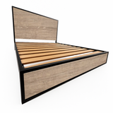 CAMA DOBLE METAL MADERA AGATA CAFE 140 X 190 X 24/CAFE