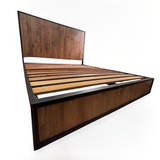 CAMA DOBLE METAL MADERA AGATA CAFE OSCURO 140 X 190 X 24/CAFE OSCURO