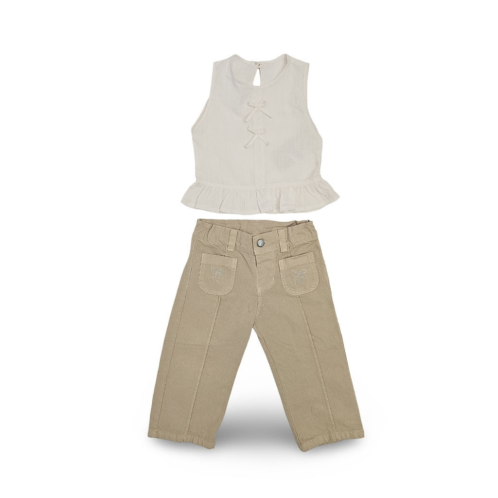 62009 CONJUNTO NIÑA BEBÉ - PANTALÓN DENIM Y BLUSA LINO