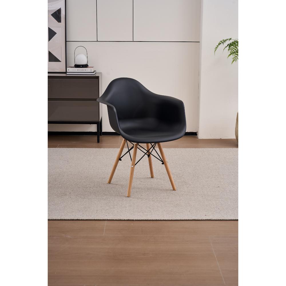 SILLA DELIA, COLOR NEGRO, CON ESPALDAR Y PATAS EN MADERA
