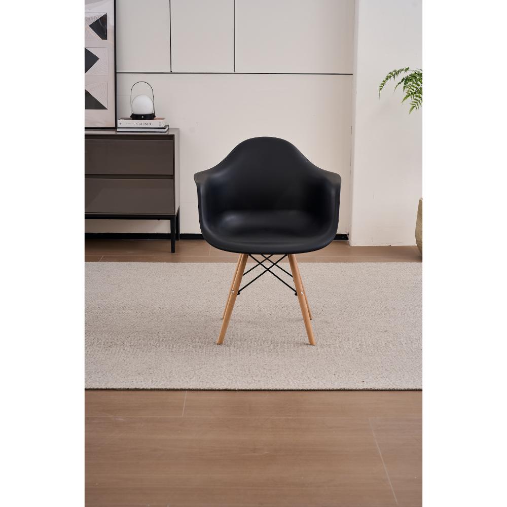 SILLA DELIA, COLOR NEGRO, CON ESPALDAR Y PATAS EN MADERA