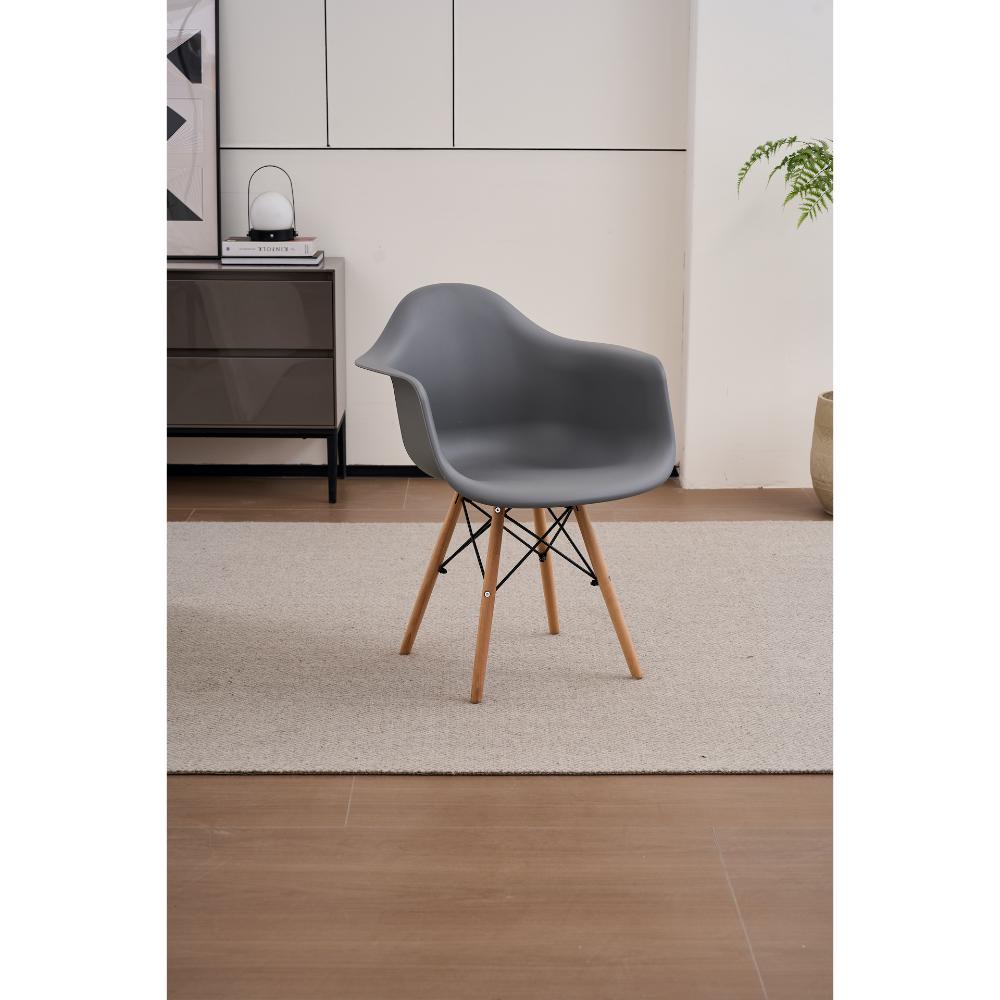 SILLA DELIA, COLOR GRIS OSCURO, CON ESPALDAR Y PATAS EN MADERA X4