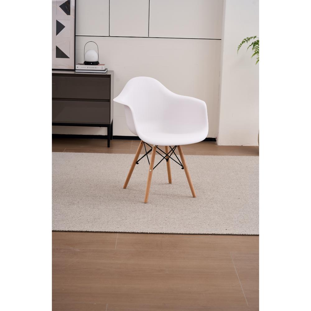 SILLA DELIA, COLOR BLANCO, CON ESPALDAR Y PATAS EN MADERA X4
