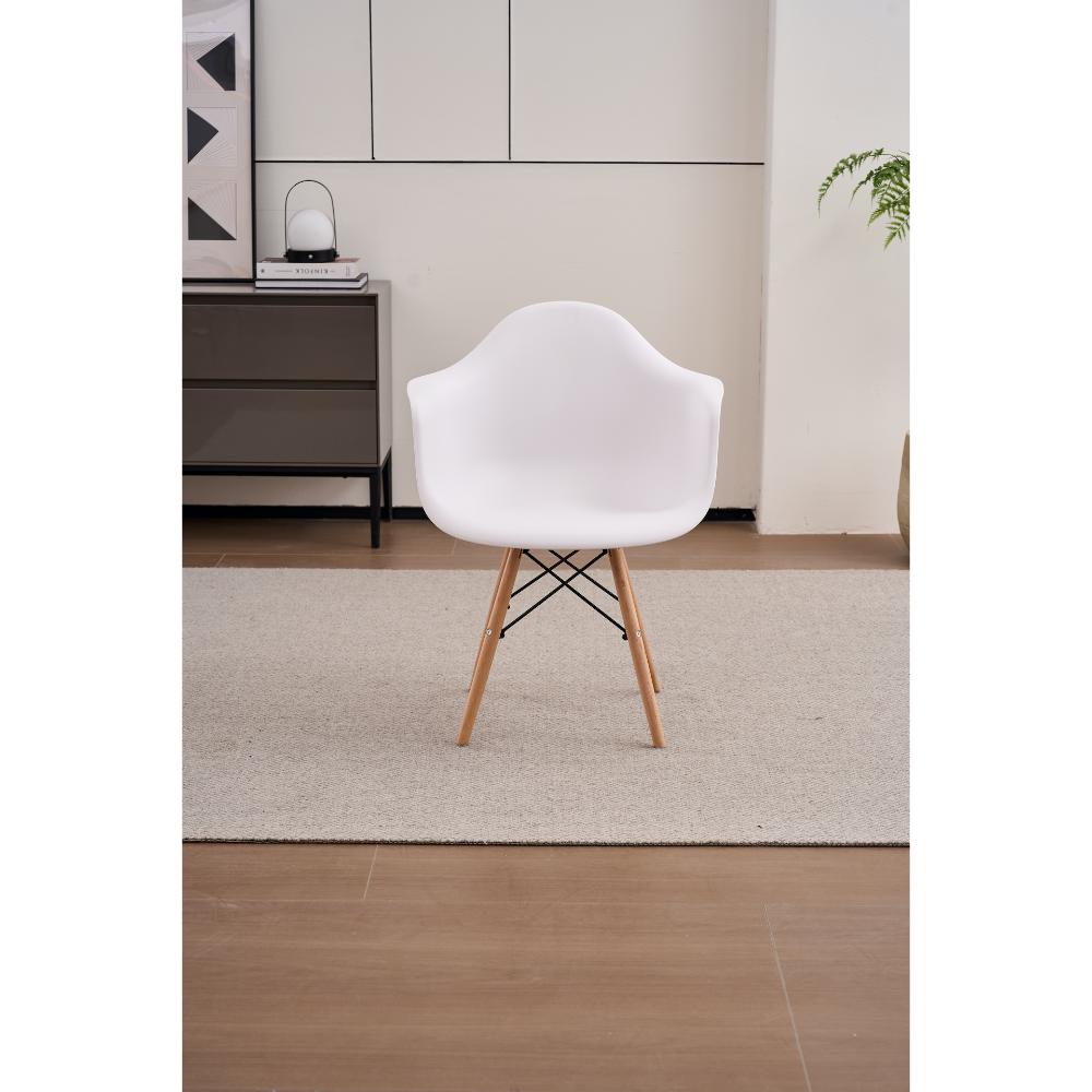 SILLA DELIA, COLOR BLANCO, CON ESPALDAR Y PATAS EN MADERA
