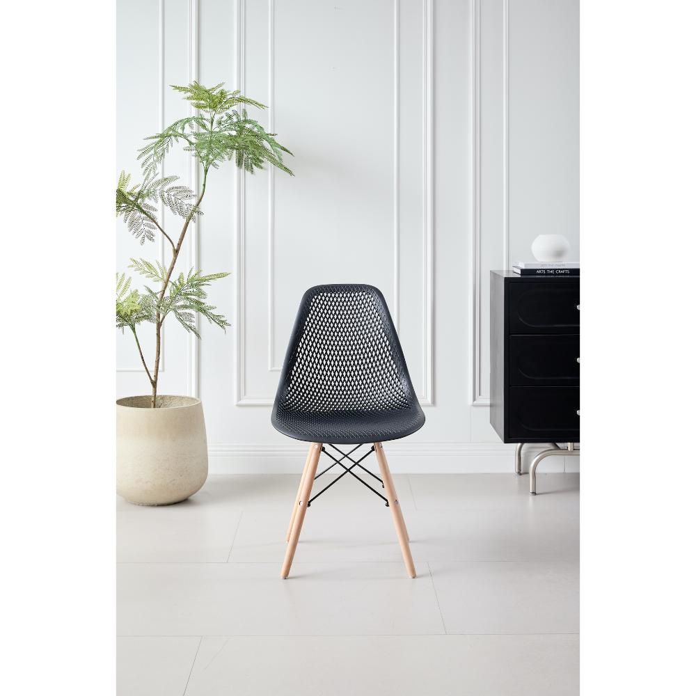 SILLA MARCUS, COLOR NEGRO, CON ESPALDAR Y PATAS EN MADERA