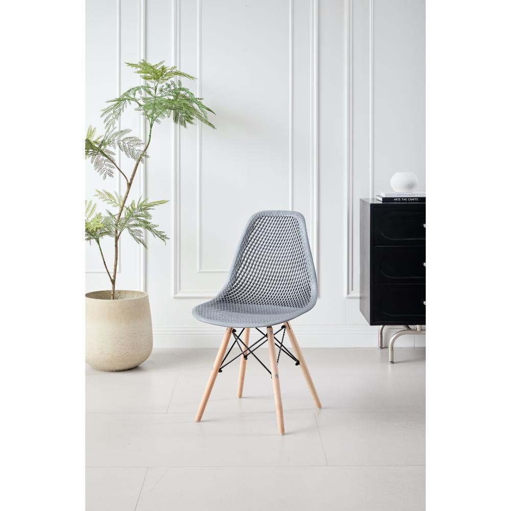 SILLA MARCUS, COLOR GRIS OSCURO, CON ESPALDAR Y PATAS EN MADERA X4
