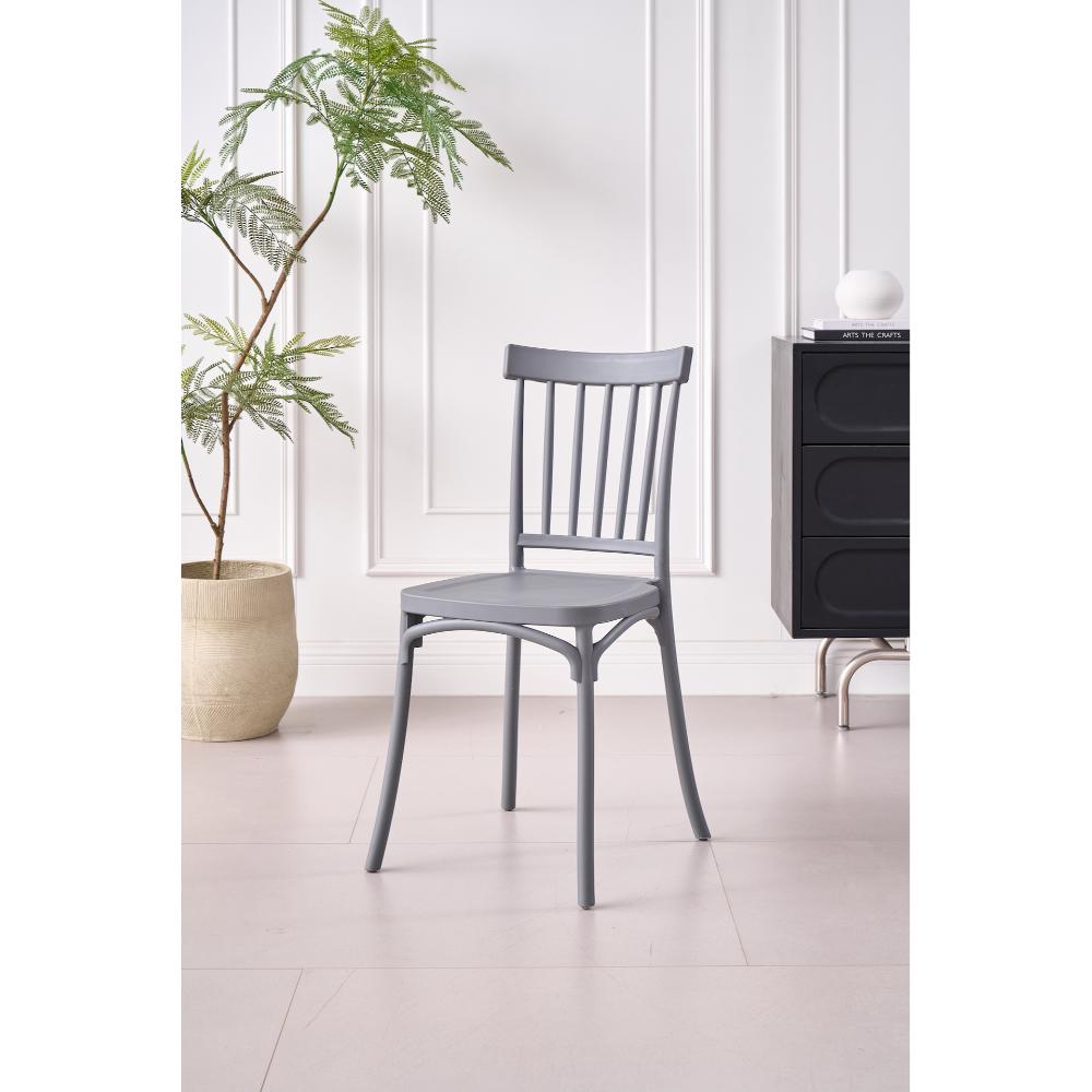 SILLA CLAUS, COLOR GRIS OSCURO, CON ESPALDAR Y DISEÑO MINIMALISTA X4