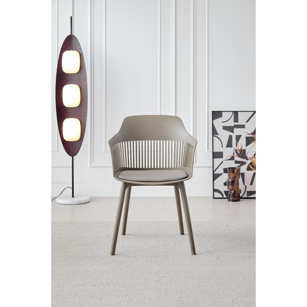 SILLA CON COJIN MAX, COLOR TAUPE, CON ESPALDAR Y COJÍN X4