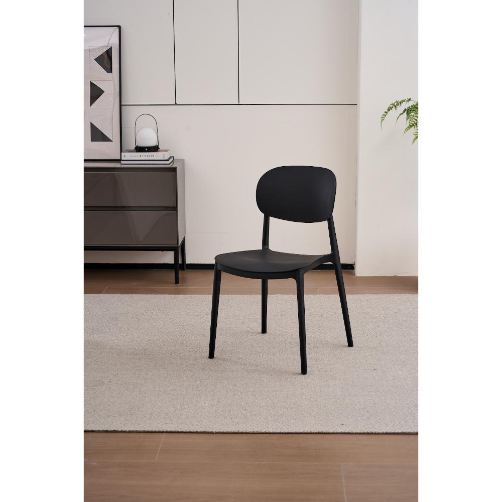 SILLA MILAN, COLOR NEGRO, CON ESPALDAR Y DISEÑO MODERNO X4