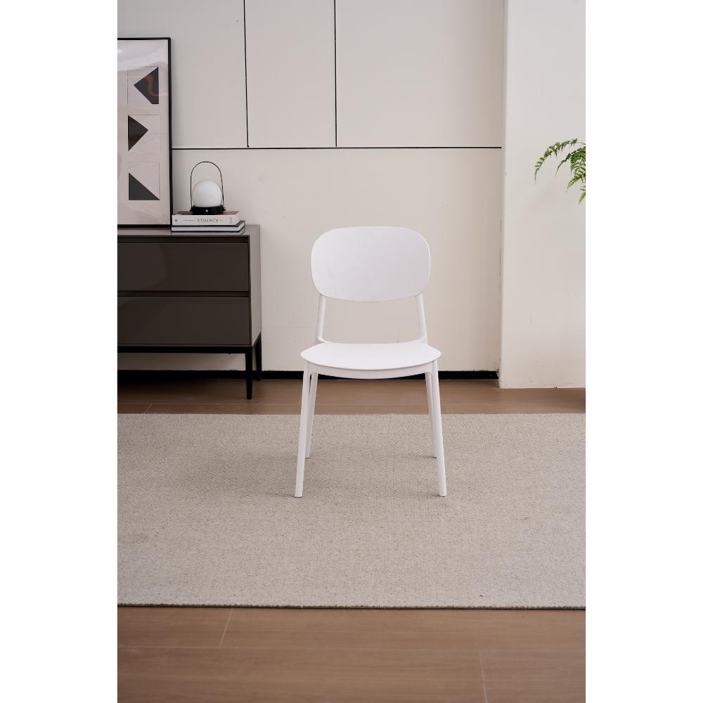 SILLA MILAN, COLOR BLANCO, CON ESPALDAR Y DISEÑO MODERNO X4