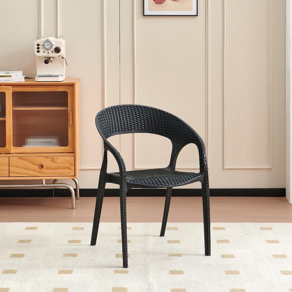 Silla Axel, Negro, Con Espaldar, reposa brazos y con textura trenzada