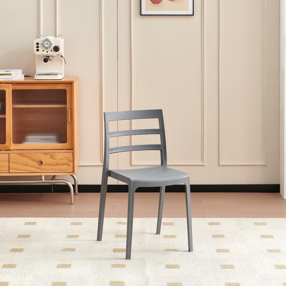Silla New York, Gris Oscuro, Con espaldar en líneas y diseño minimalista