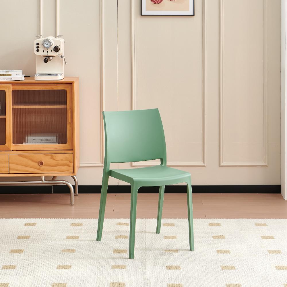 Silla Soho, Verde, Con espaldar cerrado y diseño minimalista