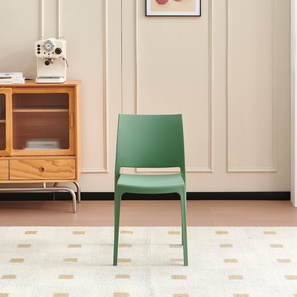 Silla Soho, Verde, Con espaldar cerrado y diseño minimalista