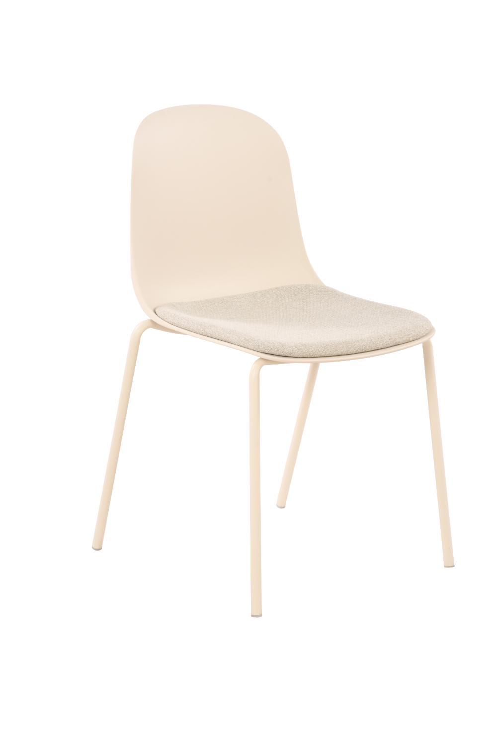 Silla Comedor Minimalista Aira, Color Blanco, con Cojin de Tela