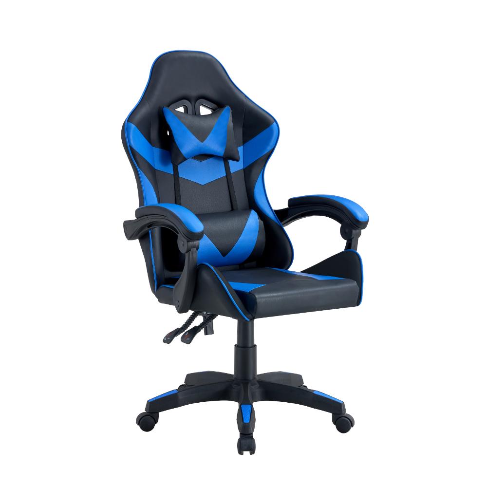 SILLA GAMER YEKSON, NEGRO Y AZUL, CON CÓMODO ESPALDAR Y RODACHINES