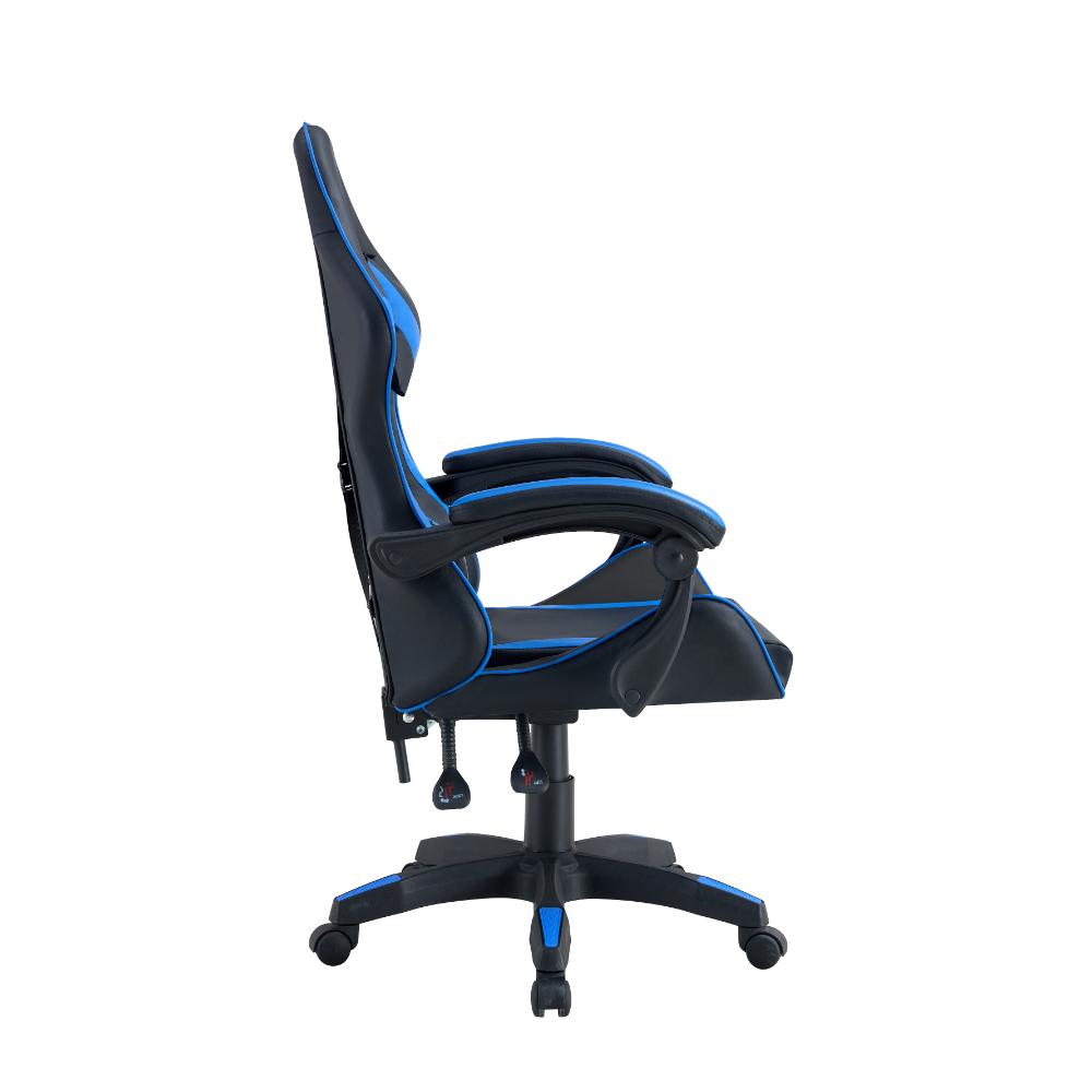 SILLA GAMER YEKSON, NEGRO Y AZUL, CON CÓMODO ESPALDAR Y RODACHINES
