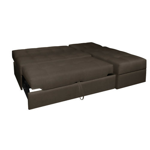 SOFA CAMA ANGELA EN L CON BRAZOS ANTIFLUIDOS CAFÉ