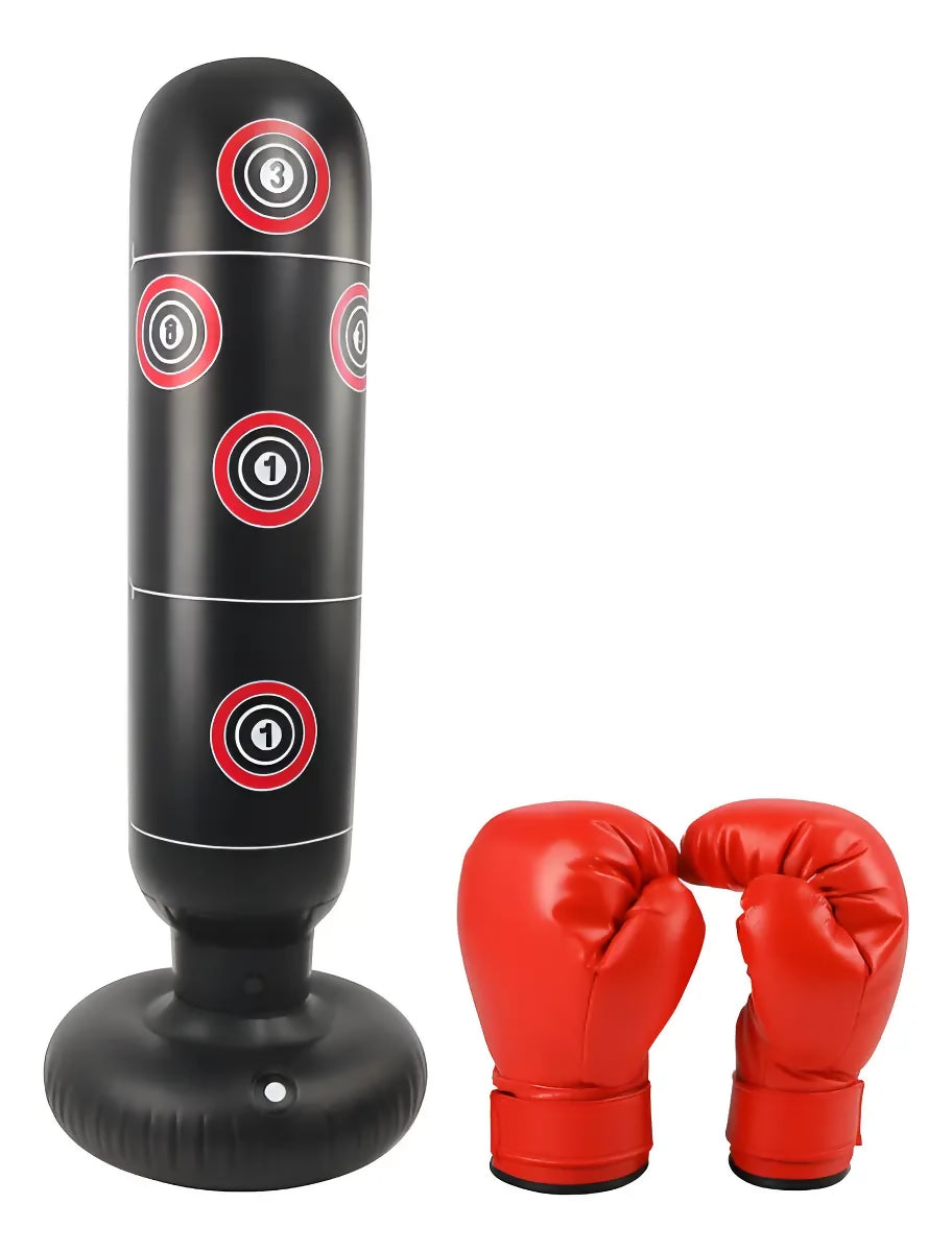 SACO BOLSA BOXEO INFLABLE DEPORTE CON GUANTES BOX