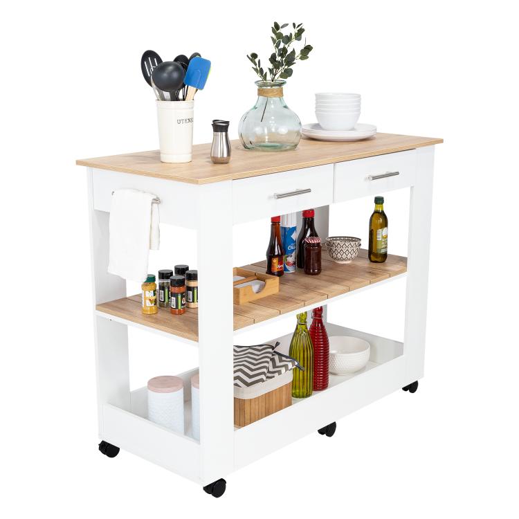 BARRA DE COCINA CALA, BLANCO NEVADO Y CAFÉ CLARO, CON AMPLIA SUPERFICIE EN LA MESA ZF