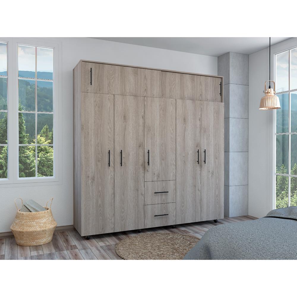 CLOSET ALANA, HUMO Y BLANCO, CON GRAN CAPACIDAD DE ALMACENAMIENTO