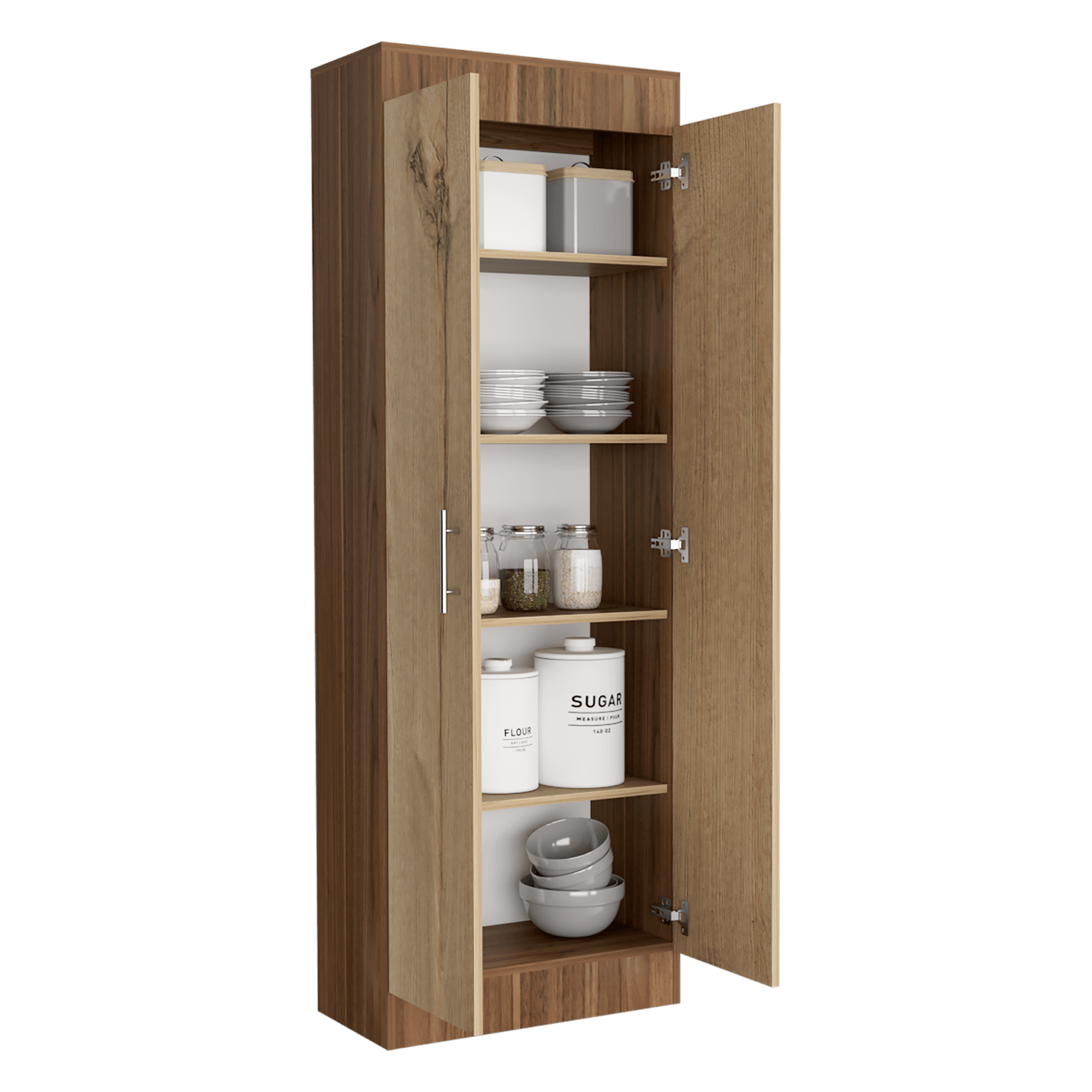 ALACENA AXIC, CASTAÑO Y CAFÉ CLARO, CON DOS PUERTAS BATIENTES Y AMPLIOS ESPACIOS