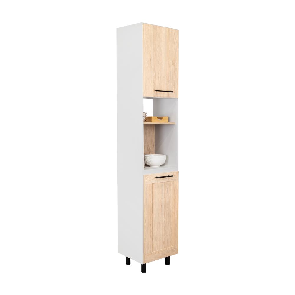 ALACENA KAZÁN, BEIGE Y GRIS, CON DOS PUERTAS Y ENTREPAÑOS