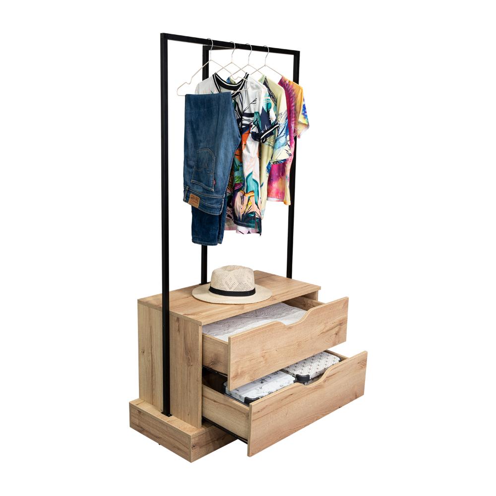 CLOSET ALMA, CAFÉ CLARO, CON DOS CAJONES Y DISEÑO MODERNO