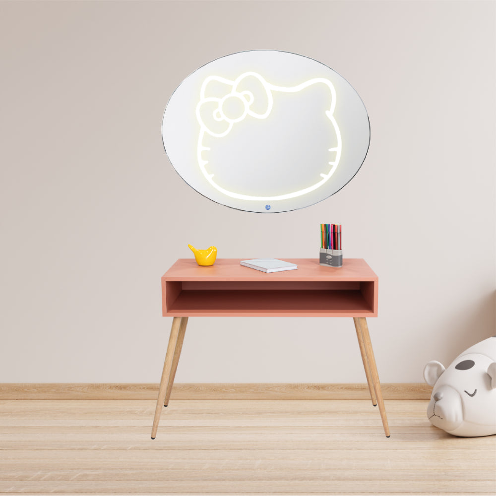 COMBO INFANTIL ANIKKA, ARUPO Y CAFÉ CLARO, INCLUYE ESCRITORIO Y ESPEJO LED