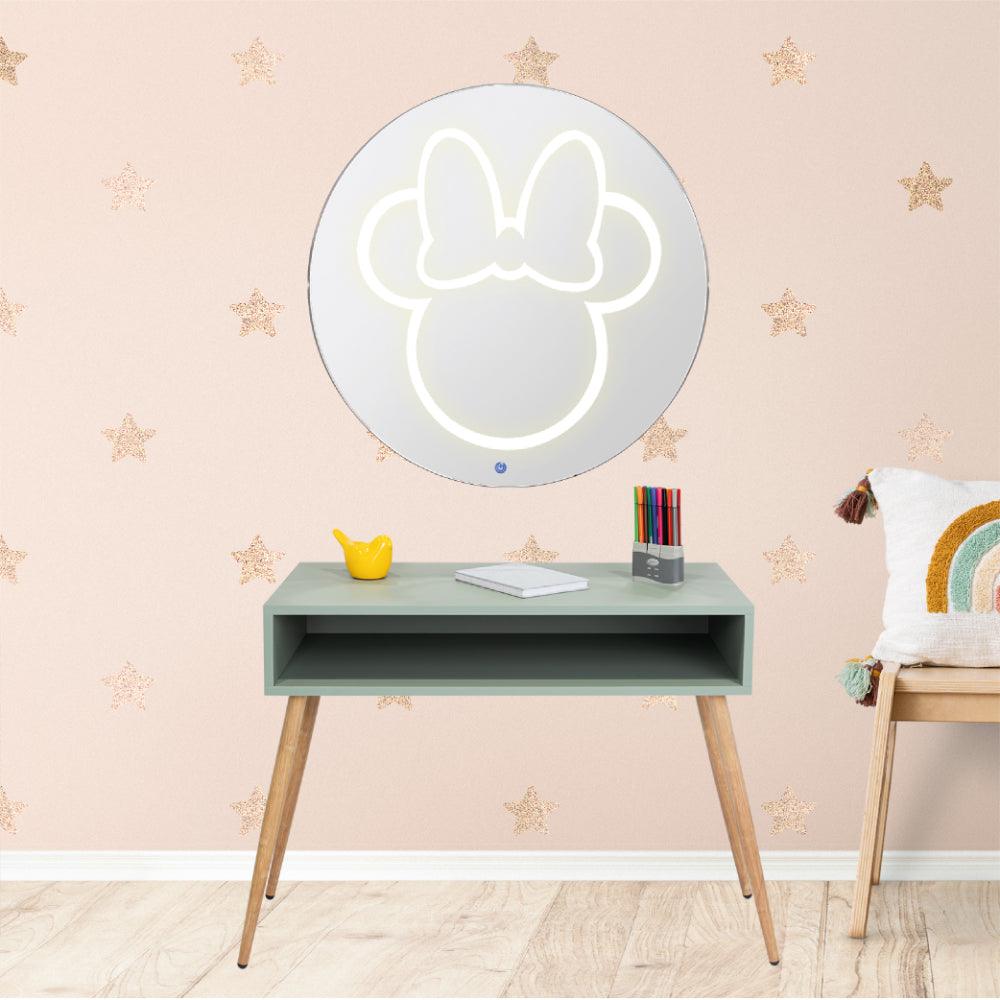 COMBO INFANTIL ELINA, AGAVE Y CAFÉ CLARO, INCLUYE ESCRITORIO Y ESPEJO LED