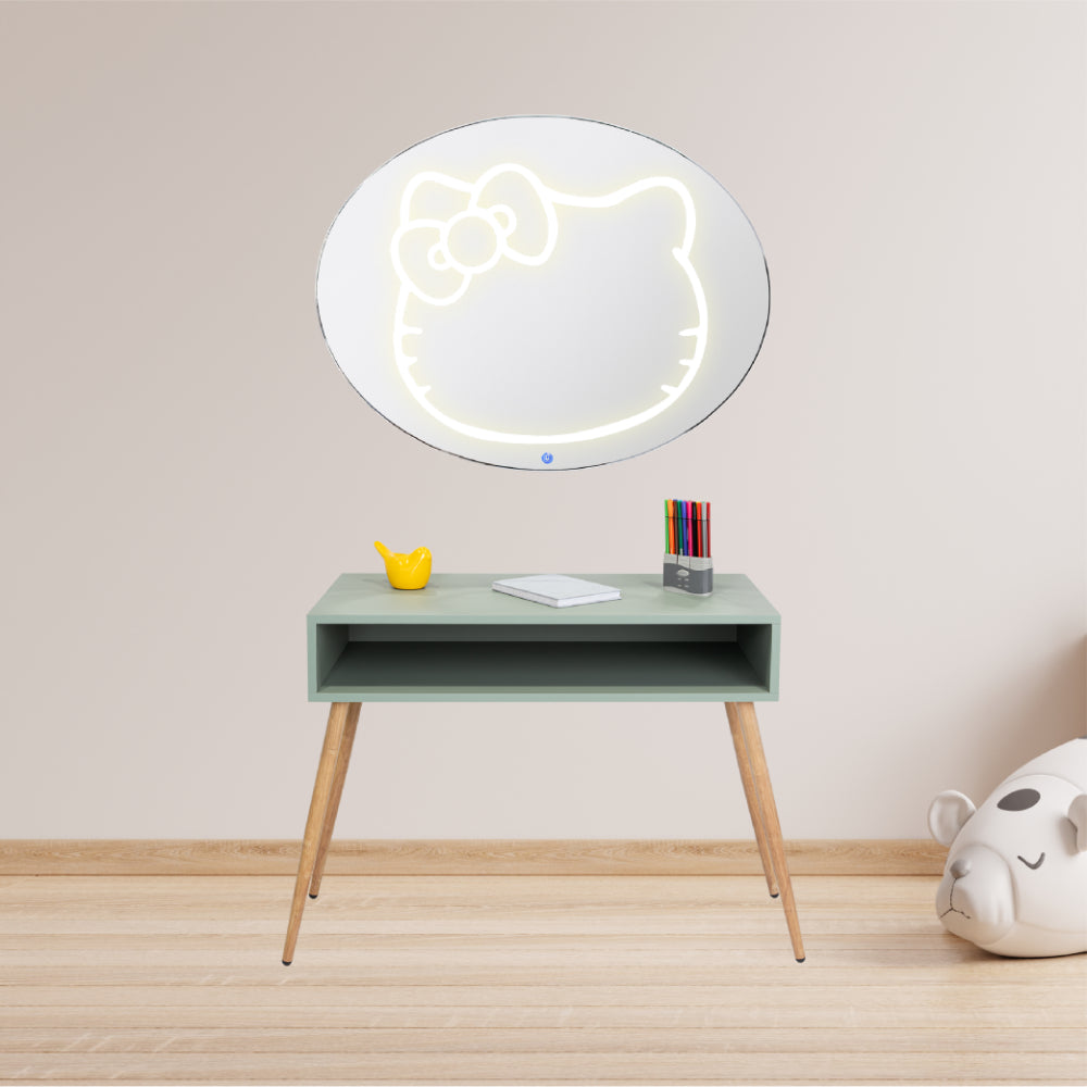 COMBO INFANTIL LIANA, AGAVE Y CAFÉ CLARO, INCLUYE ESCRITORIO Y ESPEJO LED