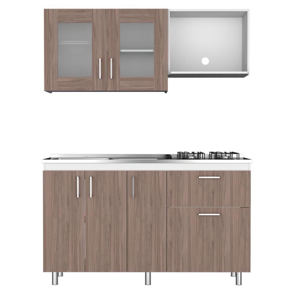 COCINA INTEGRAL ADIFF, CASTAÑO Y BLANCO, INCLUYE MESÓN IZQUIERDO HC