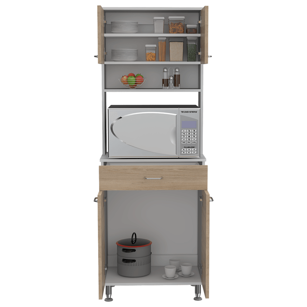 ALACENA HUZY, BEIGE Y BLANCO, CON AMPLIA CAPACIDAD DE ALMACENAMIENTO