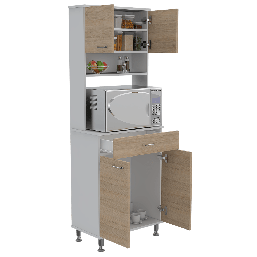 ALACENA HUZY, BEIGE Y BLANCO, CON AMPLIA CAPACIDAD DE ALMACENAMIENTO