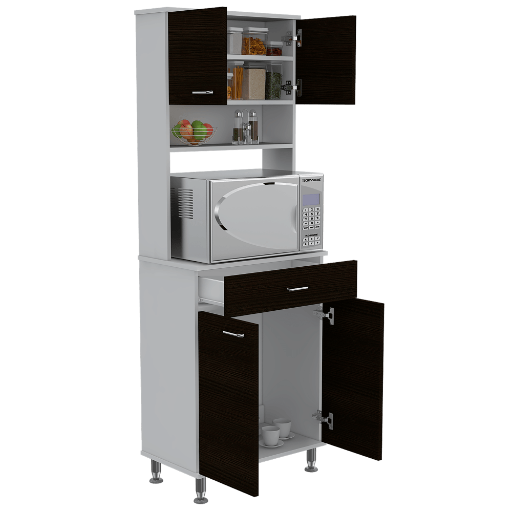 ALACENA HUZY, BLANCO Y WENGUE, CON AMPLIA CAPACIDAD DE ALMACENAMIENTO