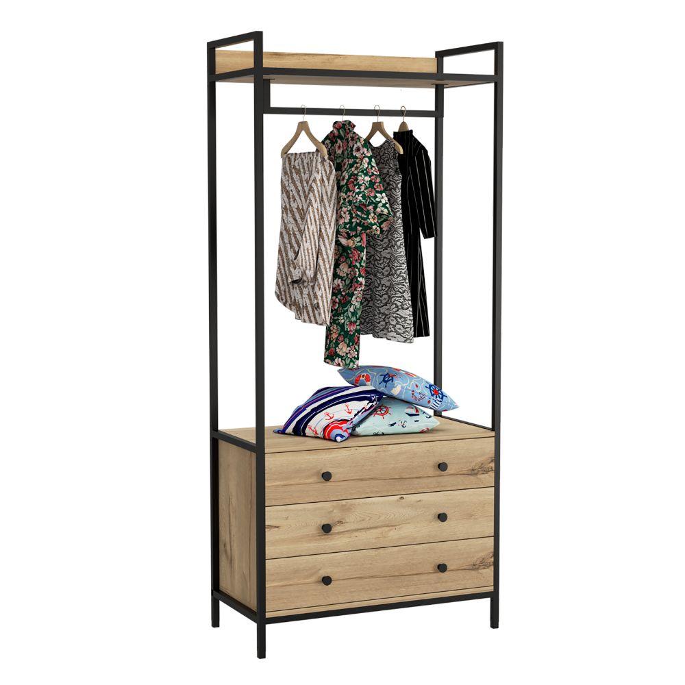 CLOSET ALMA, CAFÉ CLARO, CON 3 CAJONES INFERIORES   ZF
