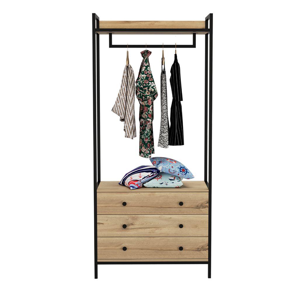 CLOSET ALMA, CAFÉ CLARO, CON 3 CAJONES INFERIORES   ZF