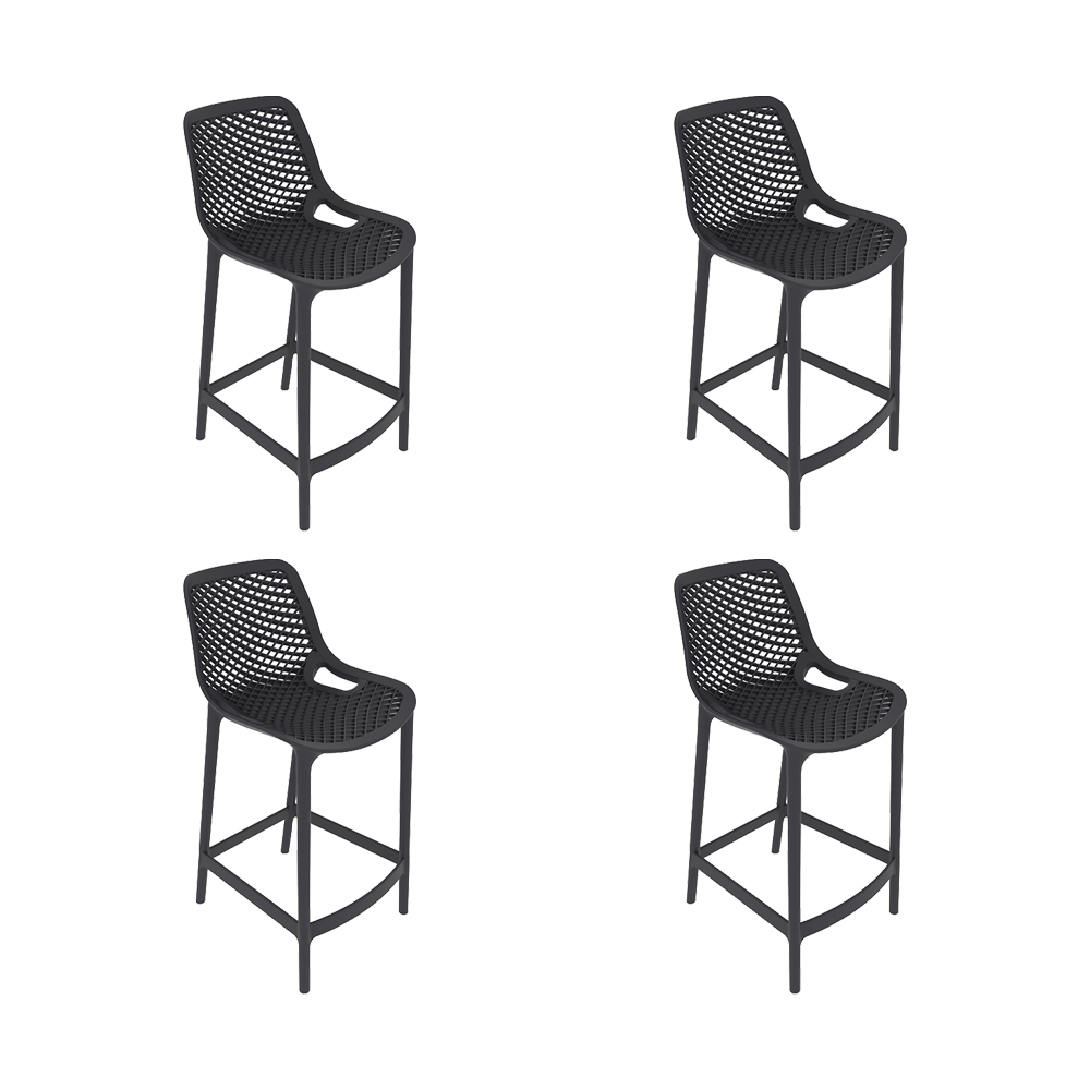 Silla para Bar Miame, Color Negro, con reposa pies en diseño Moderno X4