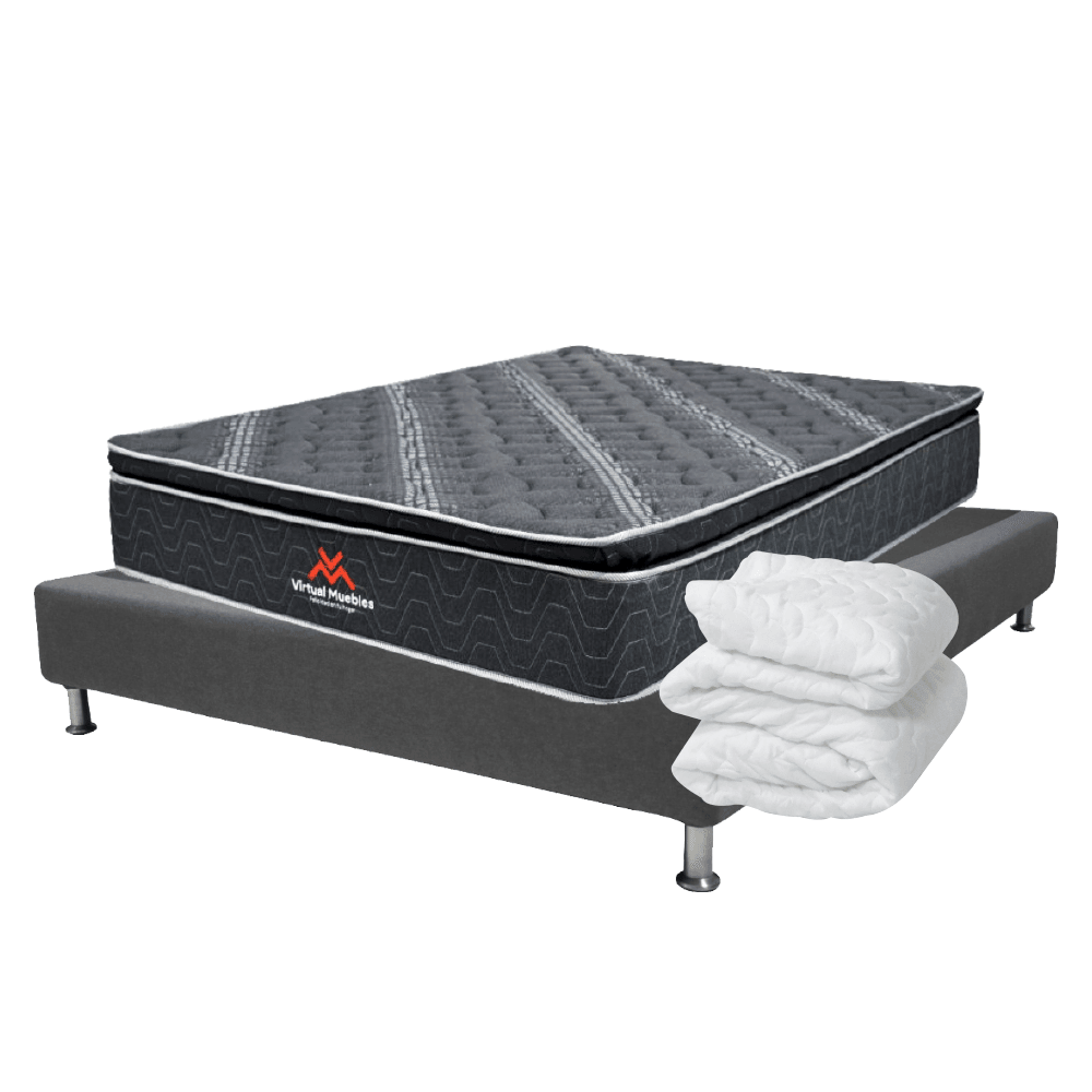 COMBO PARA HABITACIÓN JIANG, INCLUYE BASE CAMA QUEEN, COLCHÓN Y PROTECTOR