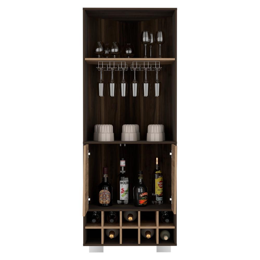 BAR ESQUINERO ORUS, CAOBA, CON ESPACIO PARA BOTELLAS Y PORTA COPAS