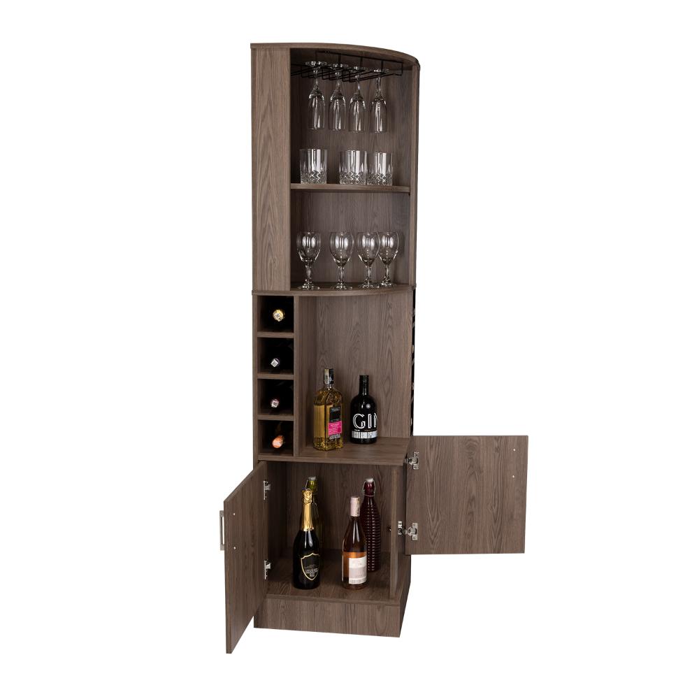 BAR ESQUINERO CELESTE, CHOCOLATE, CON DOS PUERTAS Y ESPACIO PORTA COPAS    ZF