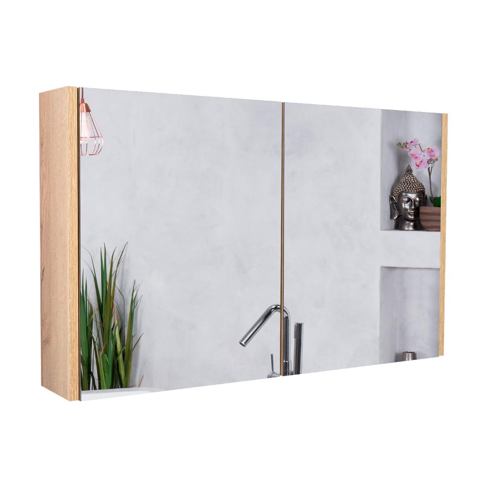 GABINETE DE BAÑO AGNI, CAFÉ CLARO, CON DOS PUERTAS Y ESPACIO PARA ALMACENAR OBJETOS