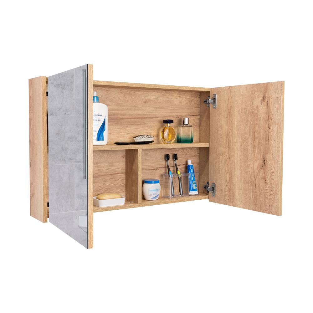 GABINETE DE BAÑO AGNI, CAFÉ CLARO, CON DOS PUERTAS Y ESPACIO PARA ALMACENAR OBJETOS